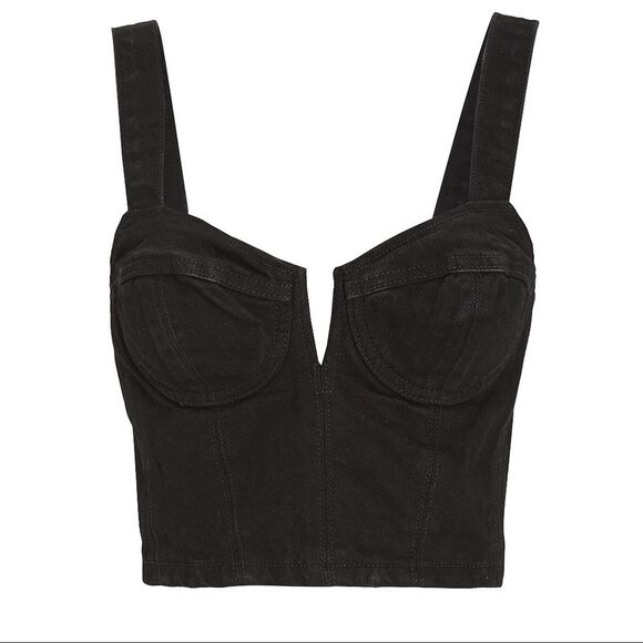 GRLFRND Ariel Black Denim Bralette Top - Picture 3 of 8